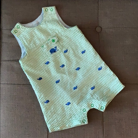 Little Me Other - Green Seersucker jumper for 12M Boys